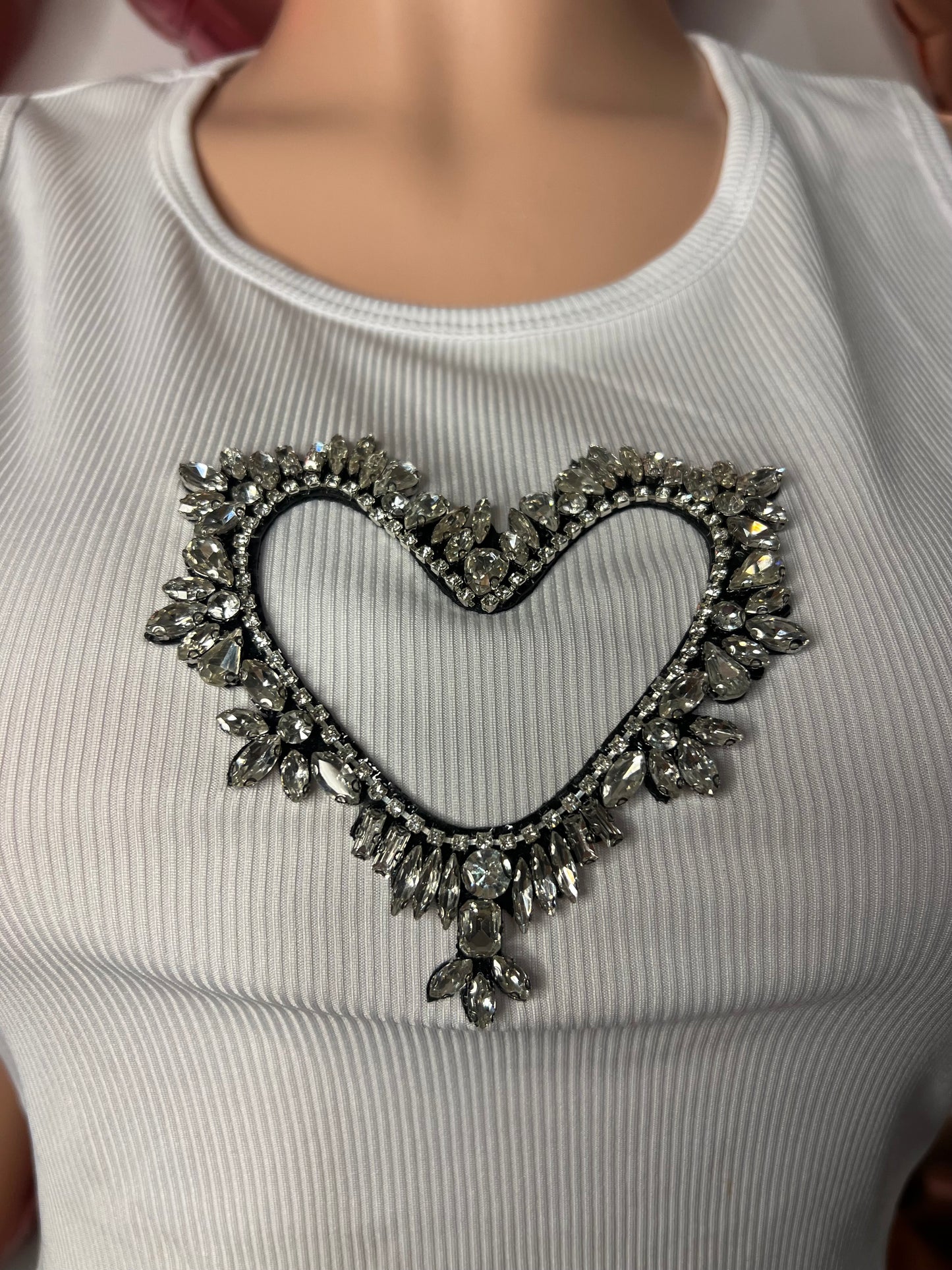 Cupid Heart Rhinestones Tank Top