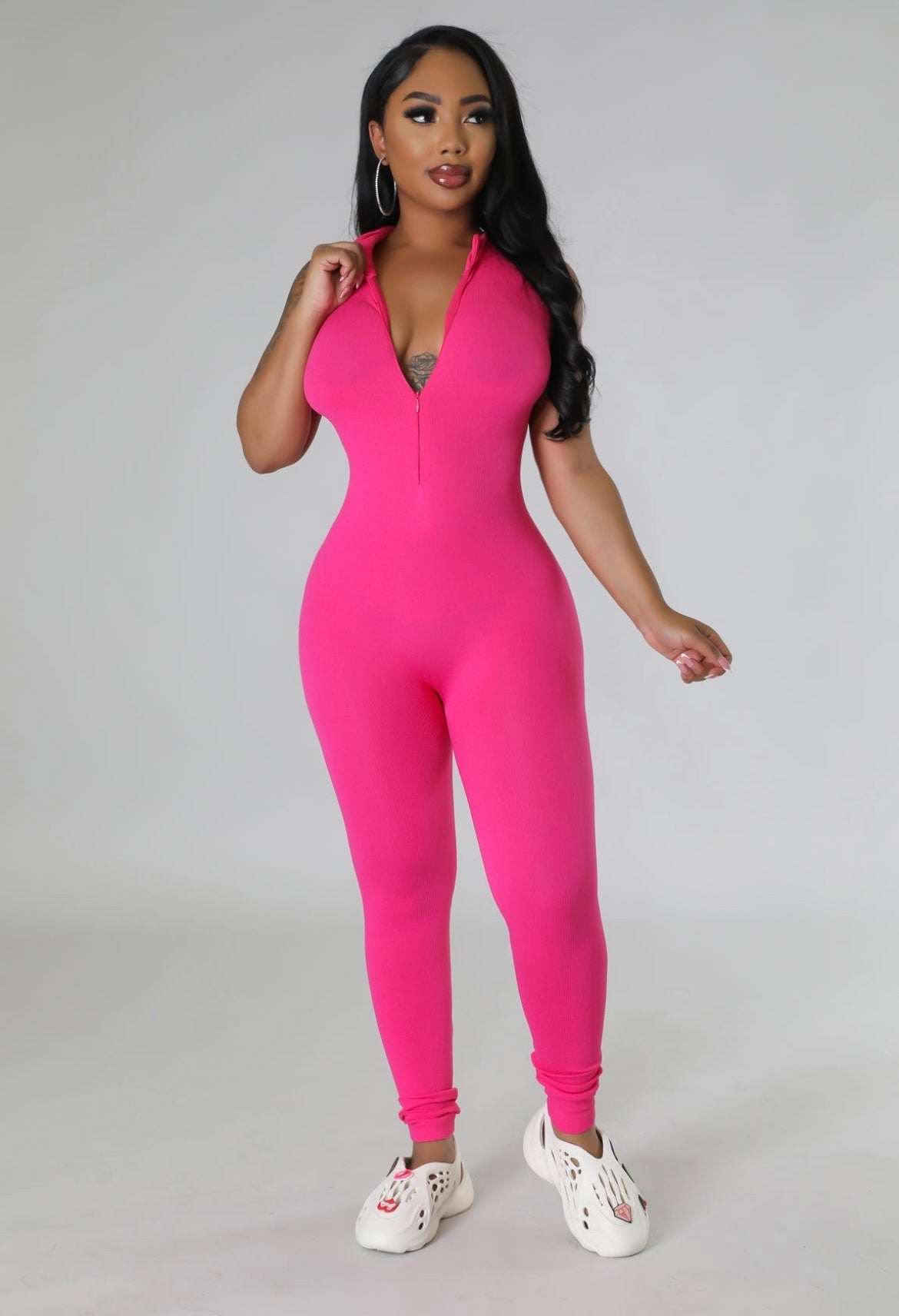 Glow Up Sleeveless Zip Up Jumpsuit