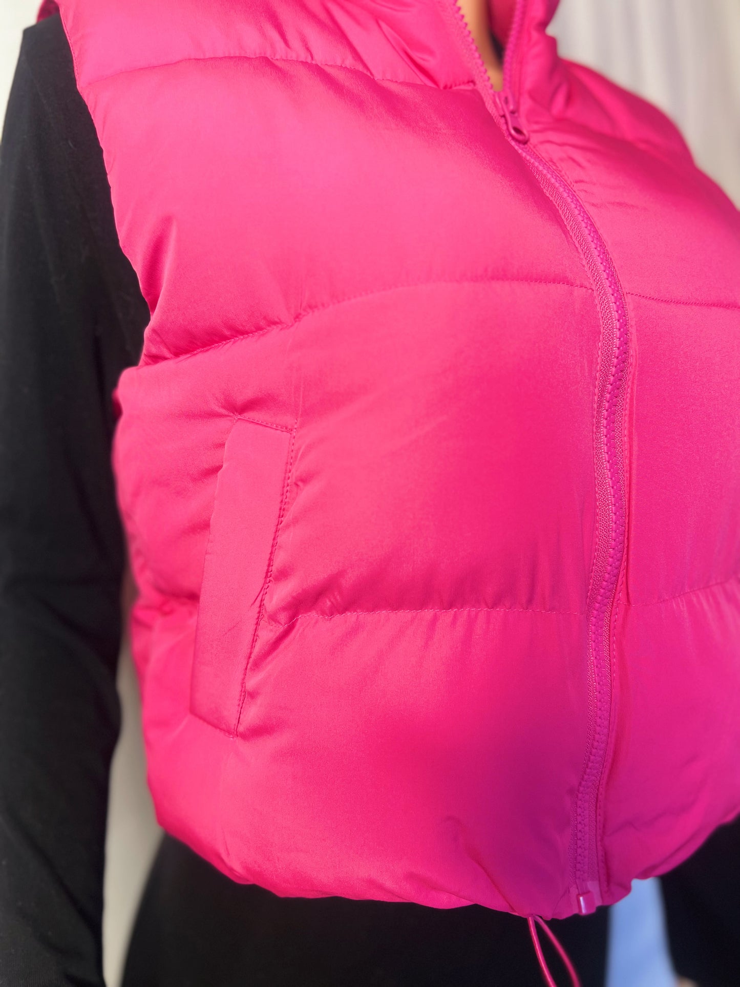 Pink SnowFlake Zipper Front Vest Puffer Coat