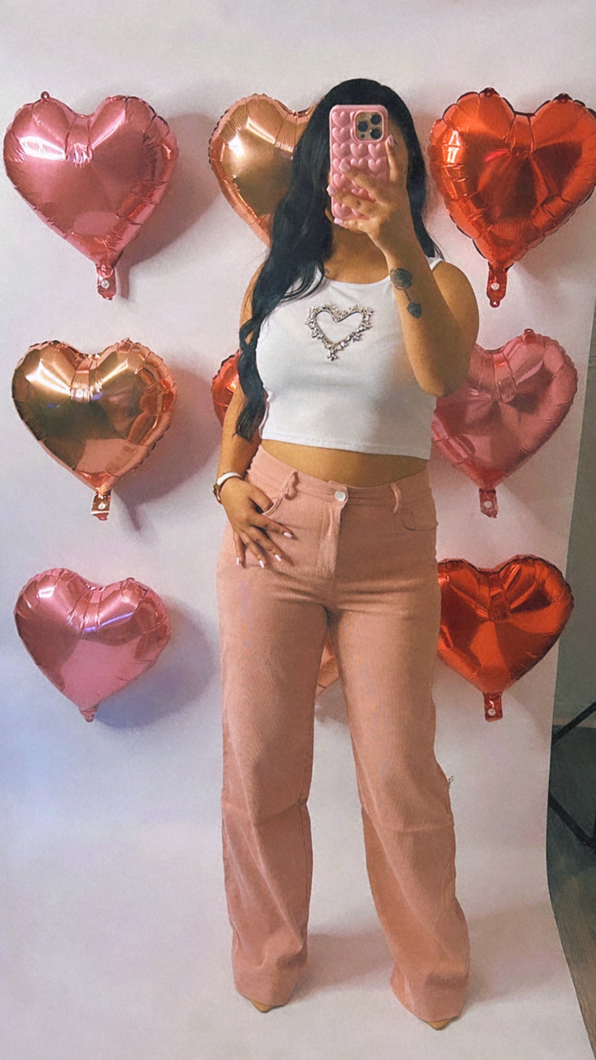 Cupid Heart Rhinestones Tank Top