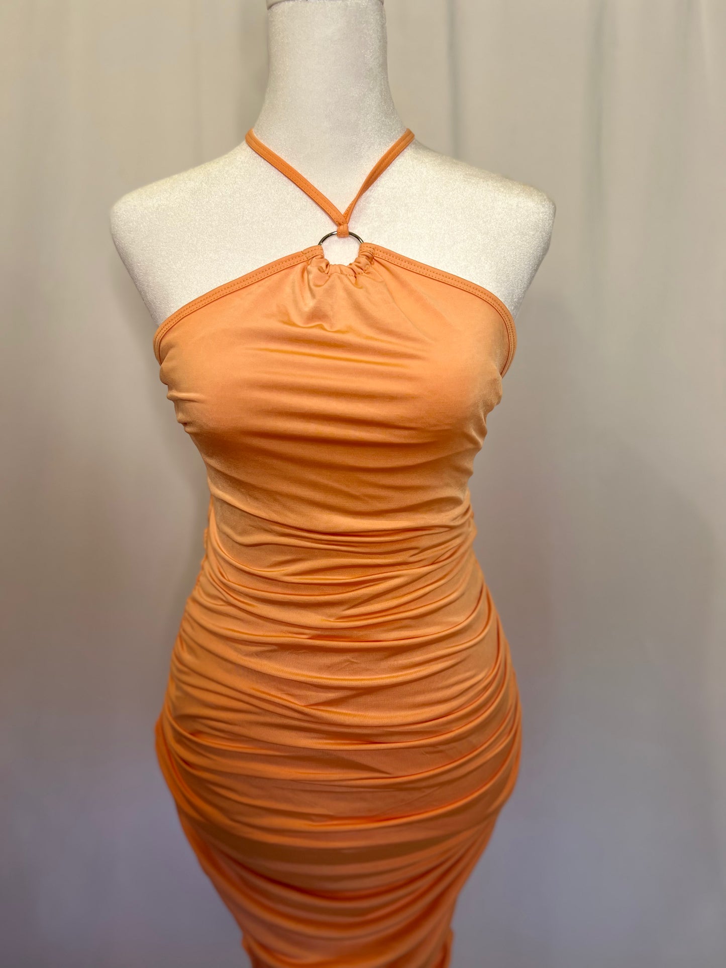 Passion Fruit Orange Ruched Dress