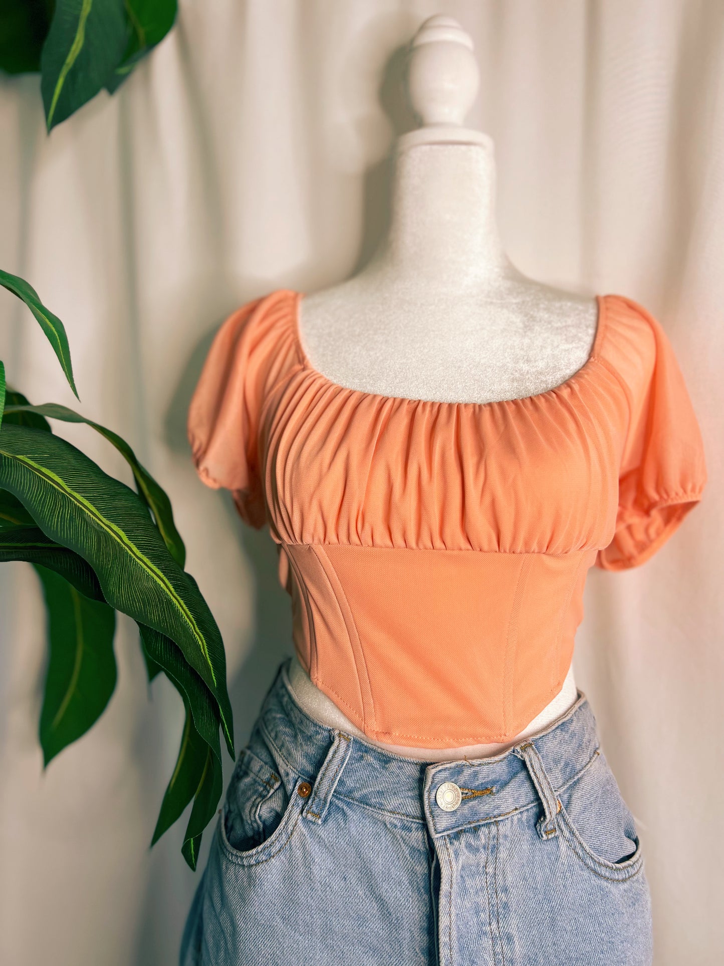 Flirty Corset Top - Peach