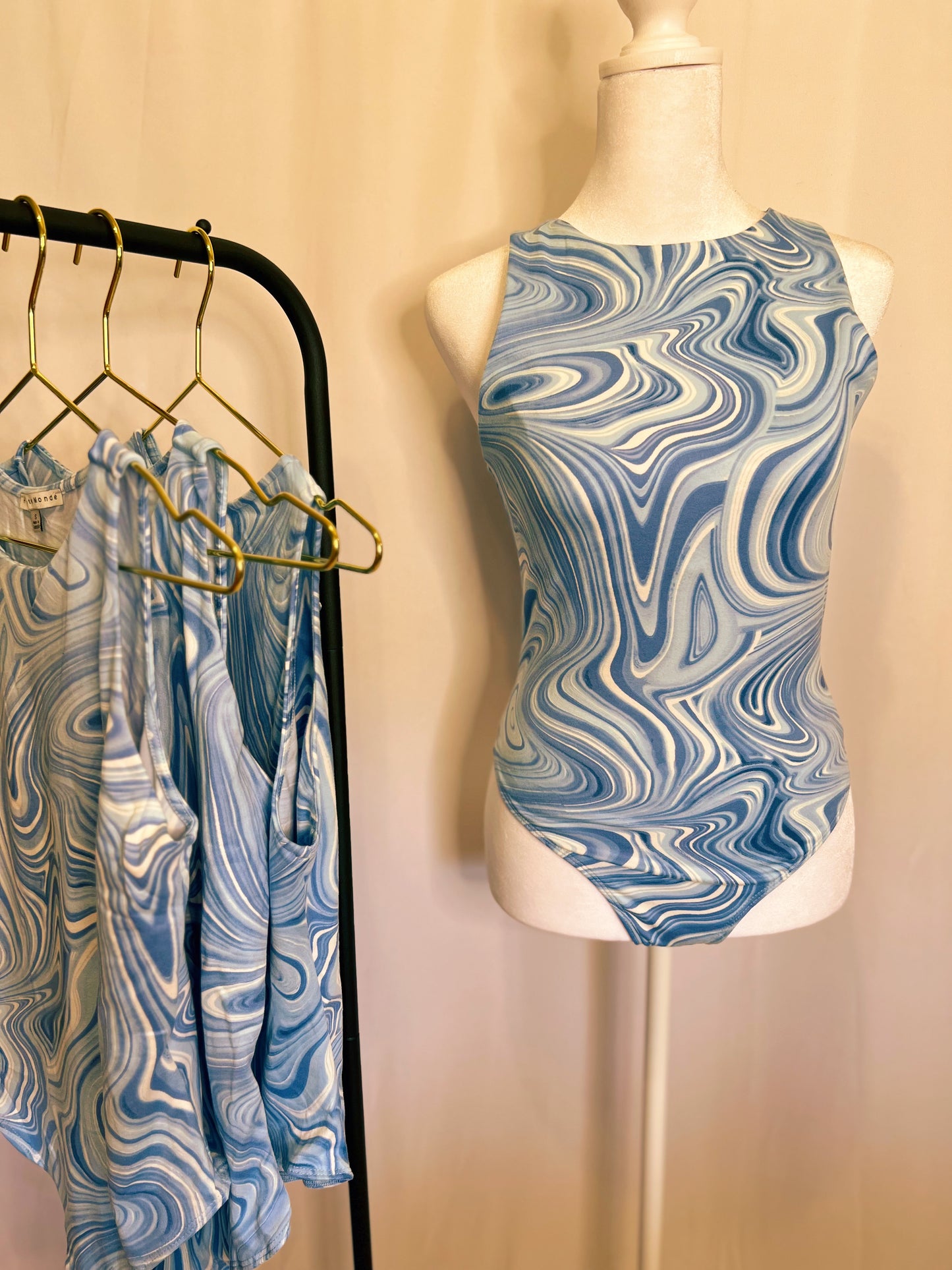 Cotton Candy Printed Sleeveless Bodysuit