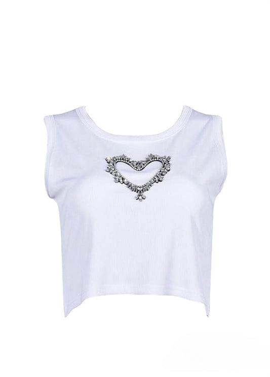 Cupid Heart Rhinestones Tank Top