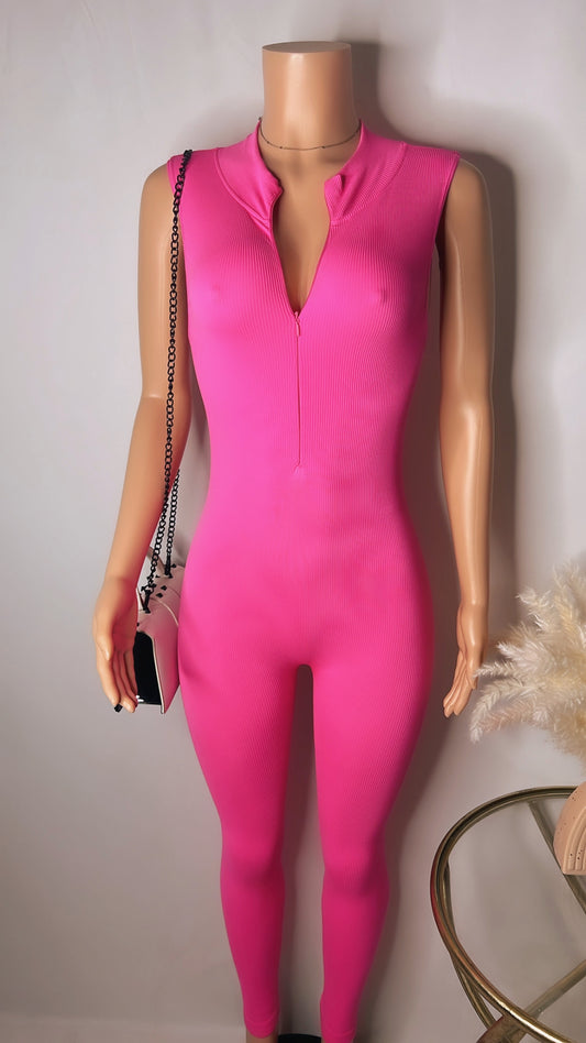 Glow Up Sleeveless Zip Up Jumpsuit