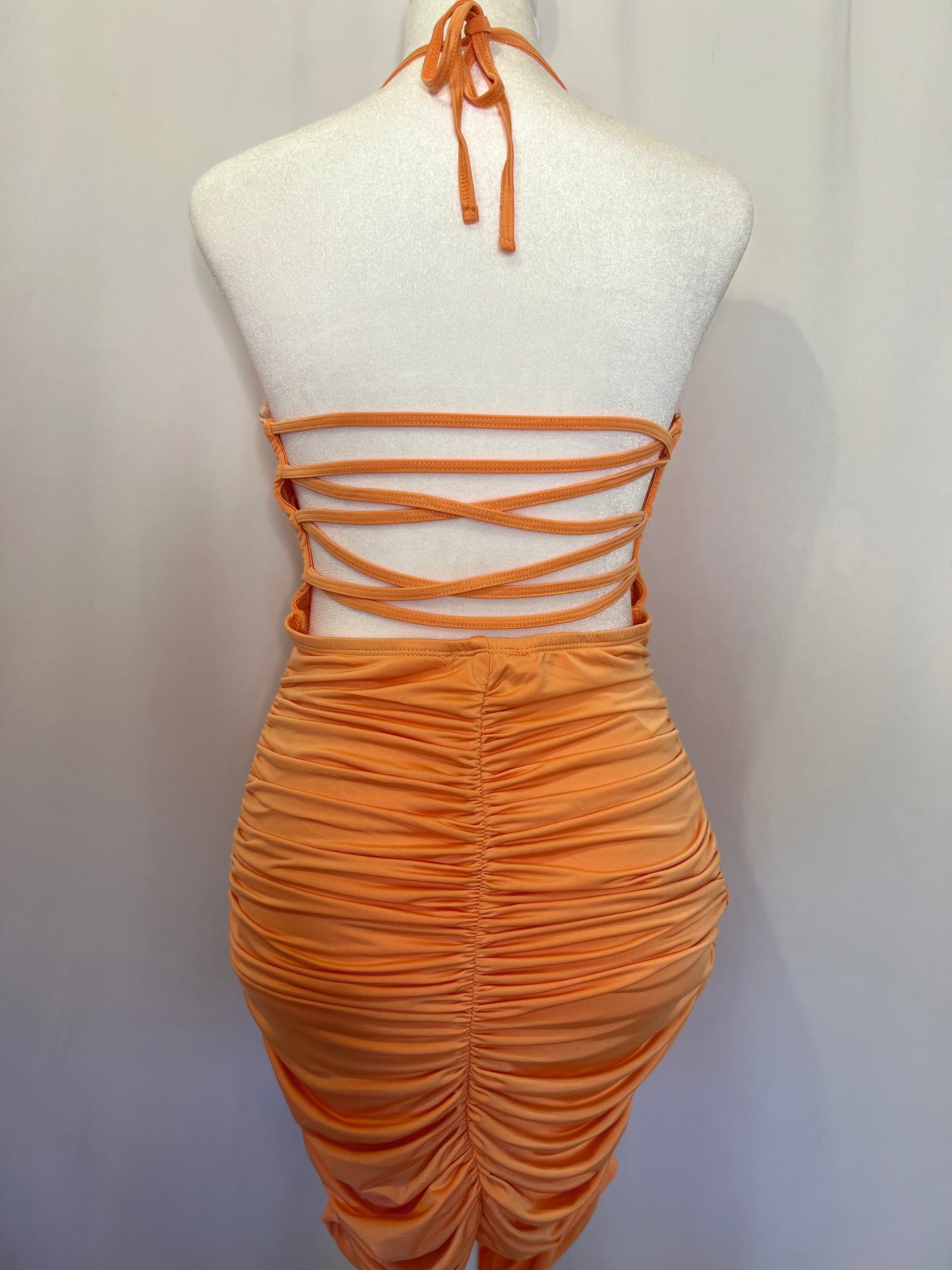 Passion Fruit Orange Ruched Dress