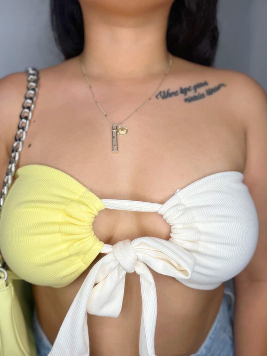 Lemon Tie Front Tube Top