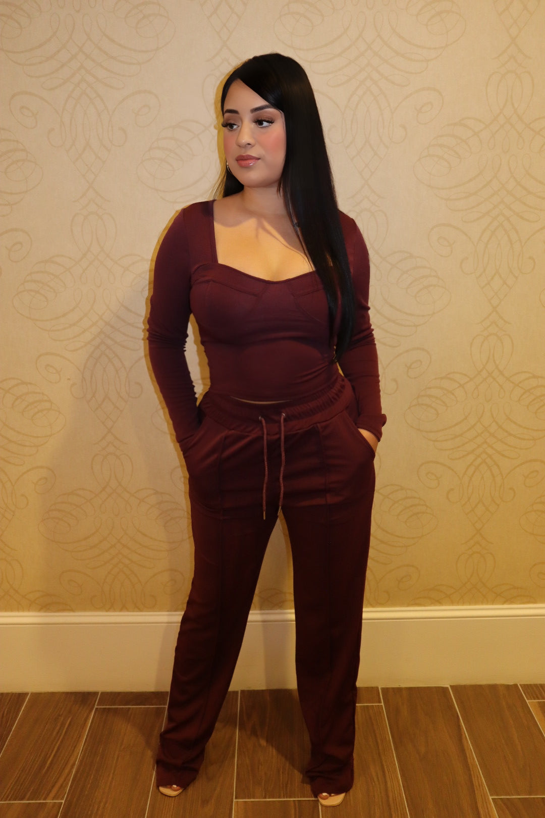 Cocoa 2 Piece Sweatpants Set -Brown