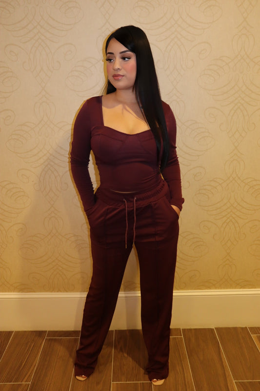 Cocoa 2 Piece Sweatpants Set -Brown
